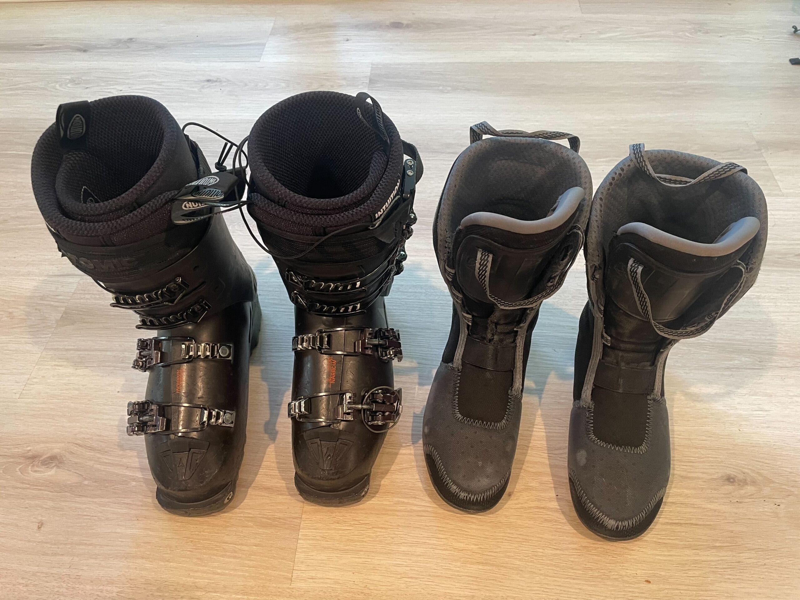 old and new ski boot liners
