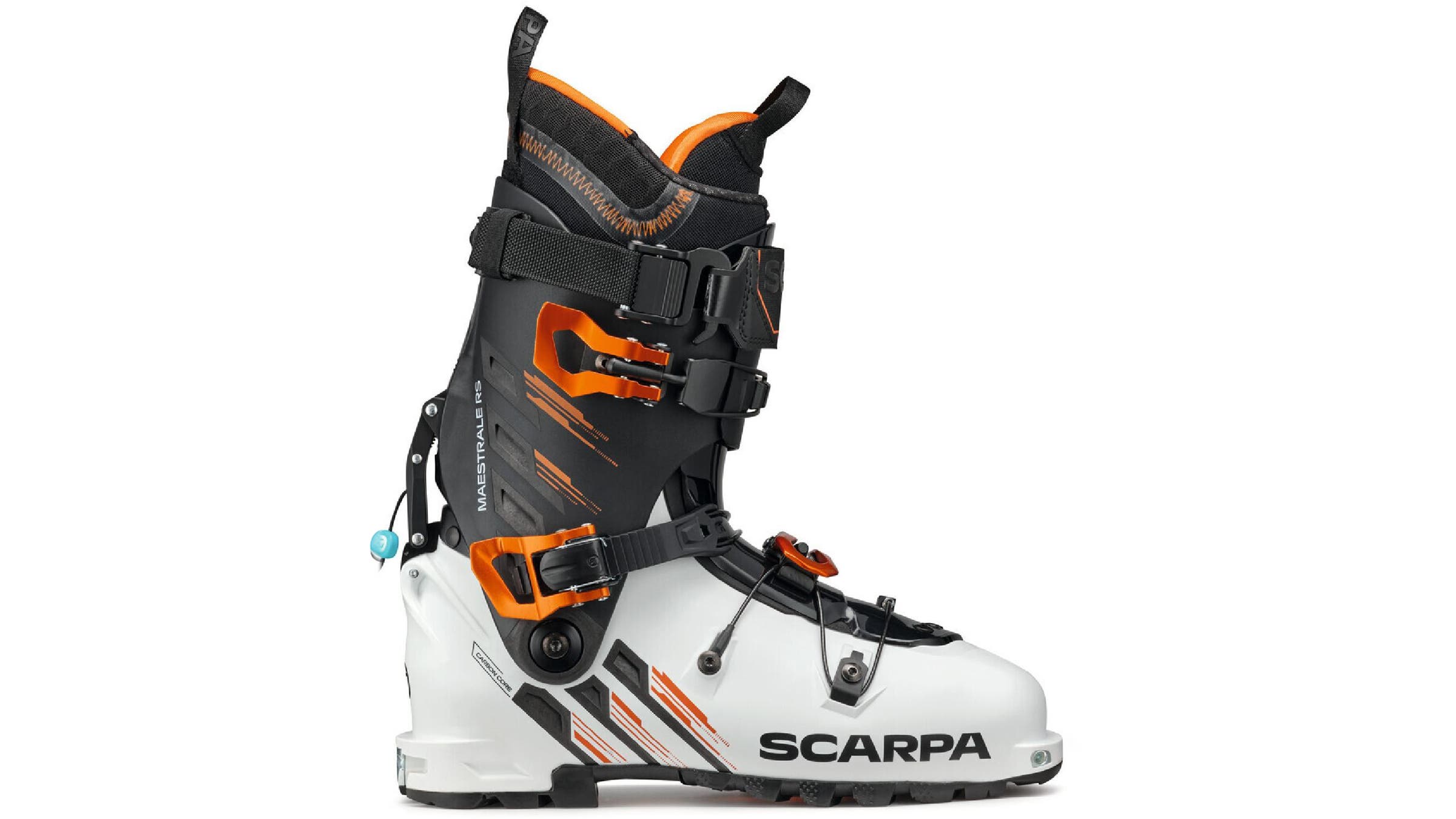 Scarpa Maestrale RS white ski boot on white background
