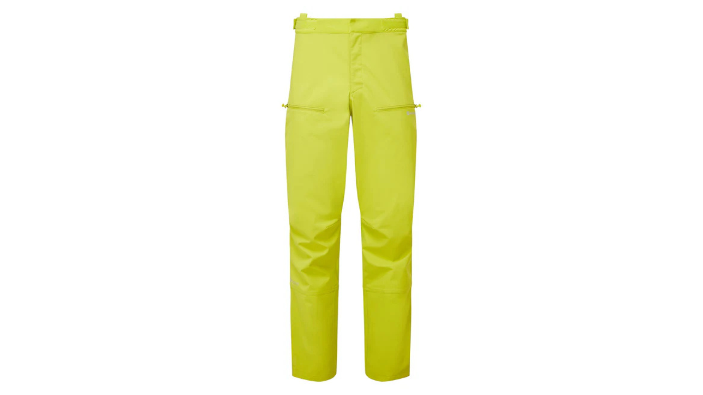 bright yellow men's ski pants on white background
