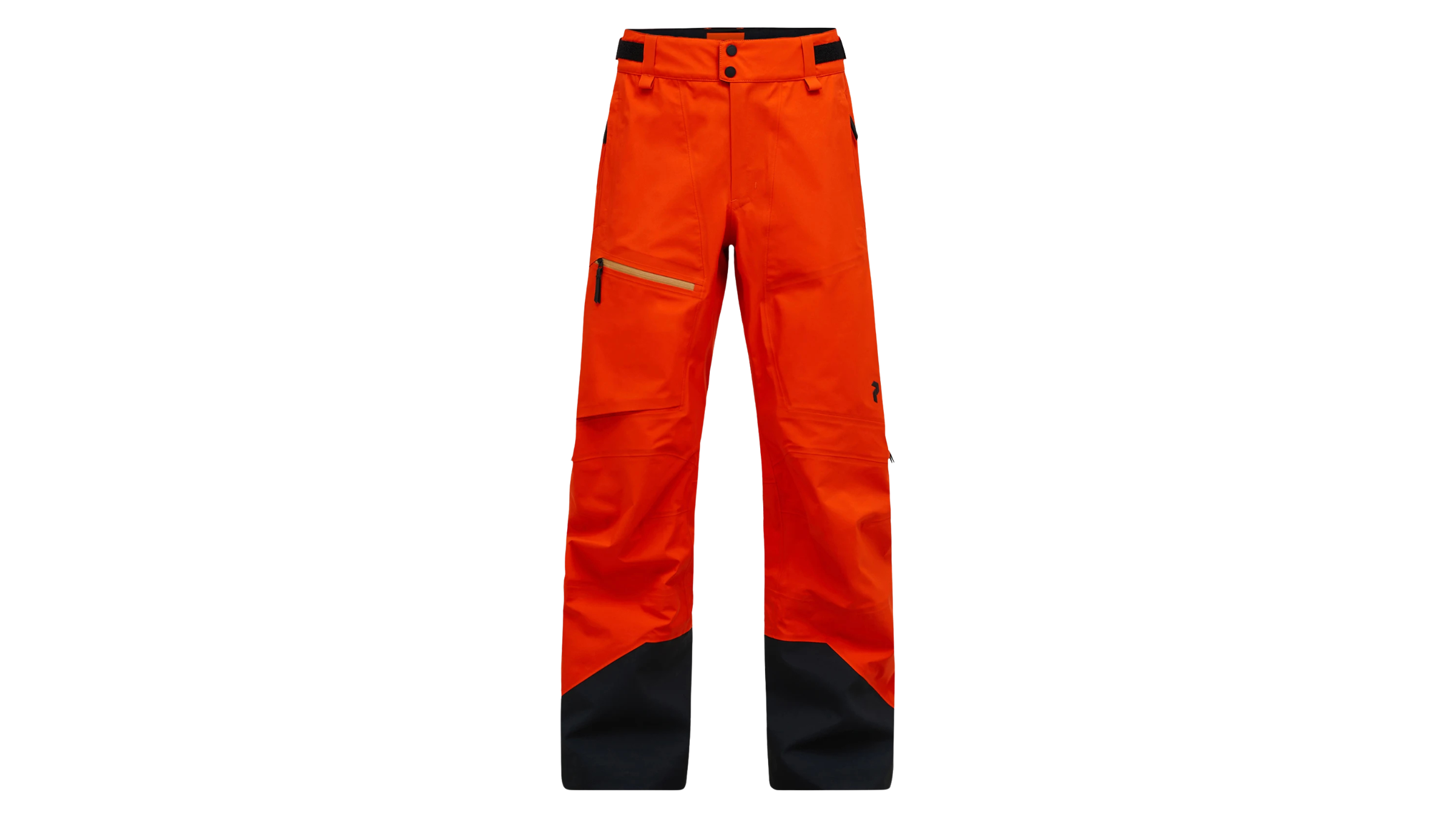 bright orange-red with black men's ski pants