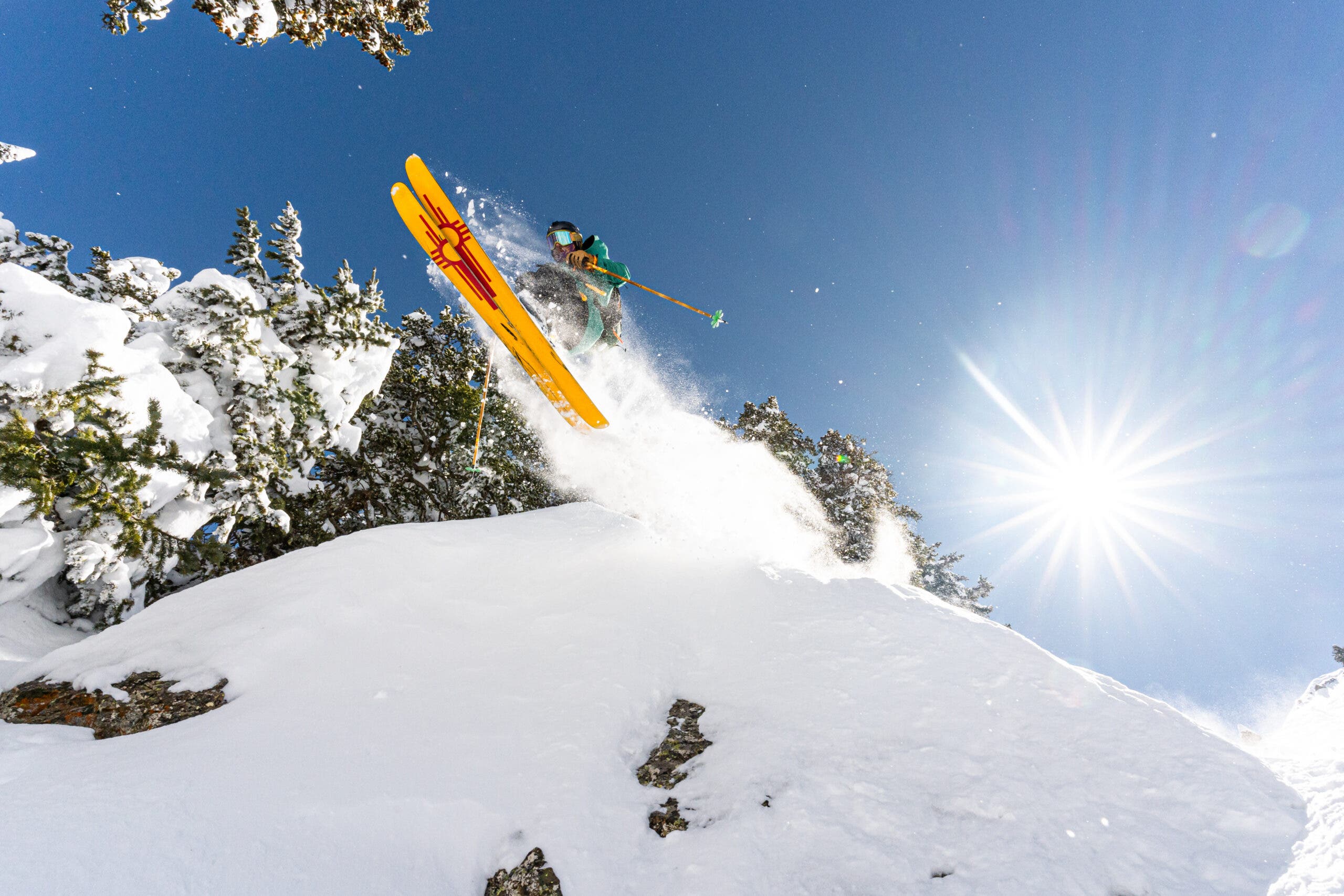 Skier midair in Taos