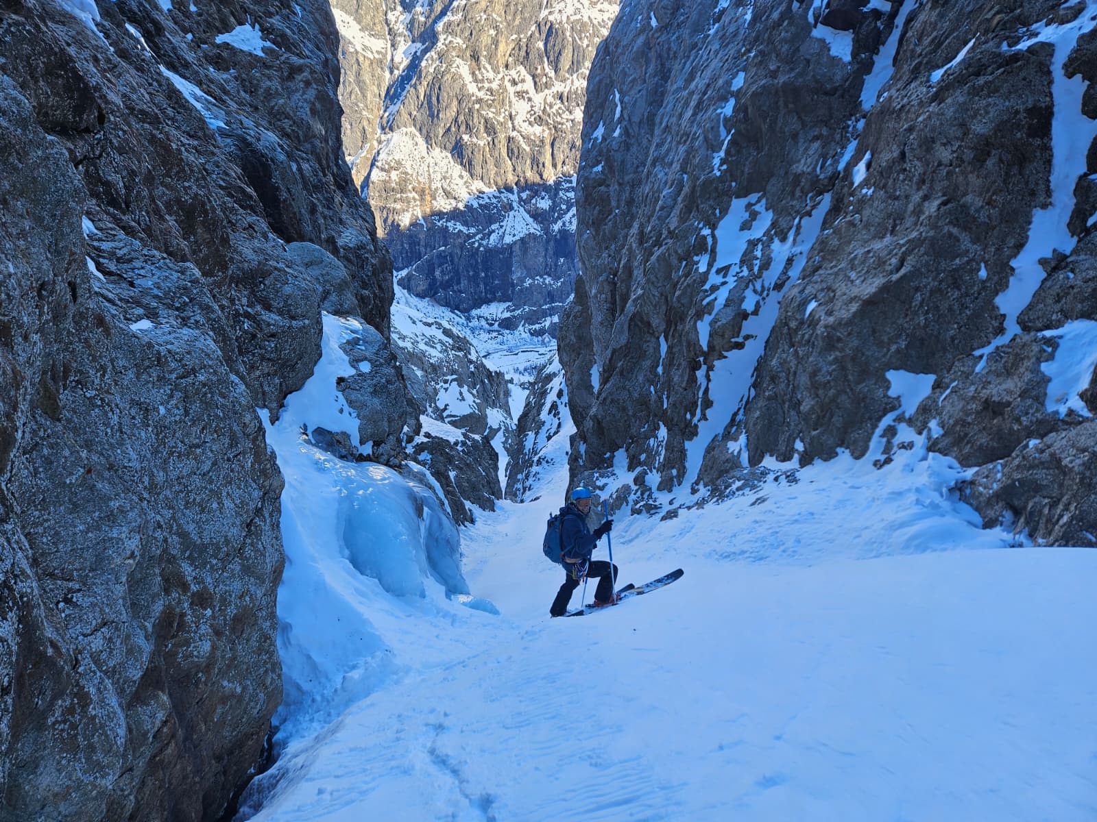 European Mountain Guide in crevasse 