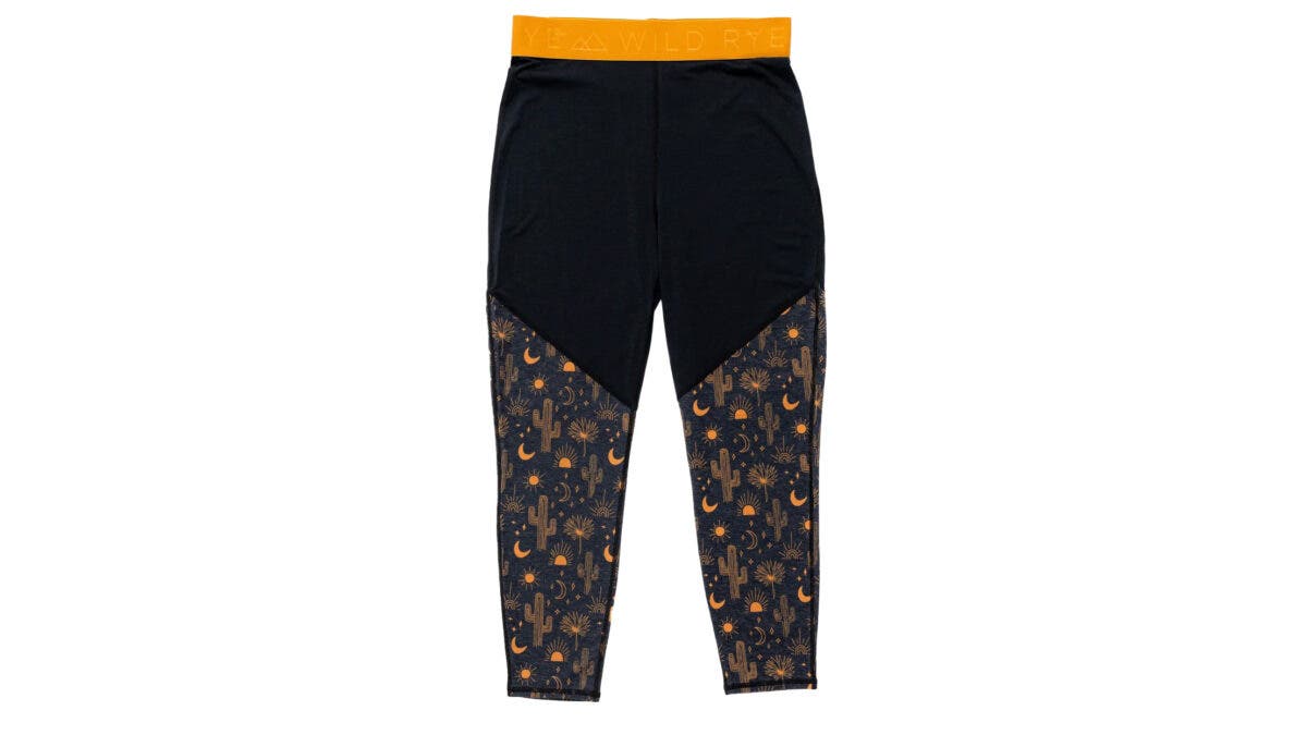 Black and yellow Wild Rye Jane cropped legging on white background