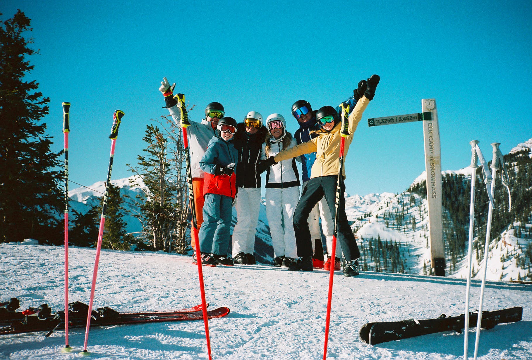 Skiers pose for group photo