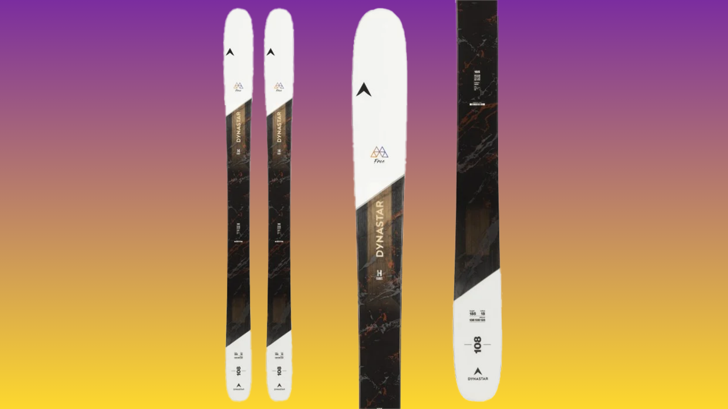 2026 Dynastar M Free 108 freeride skis on colorful background