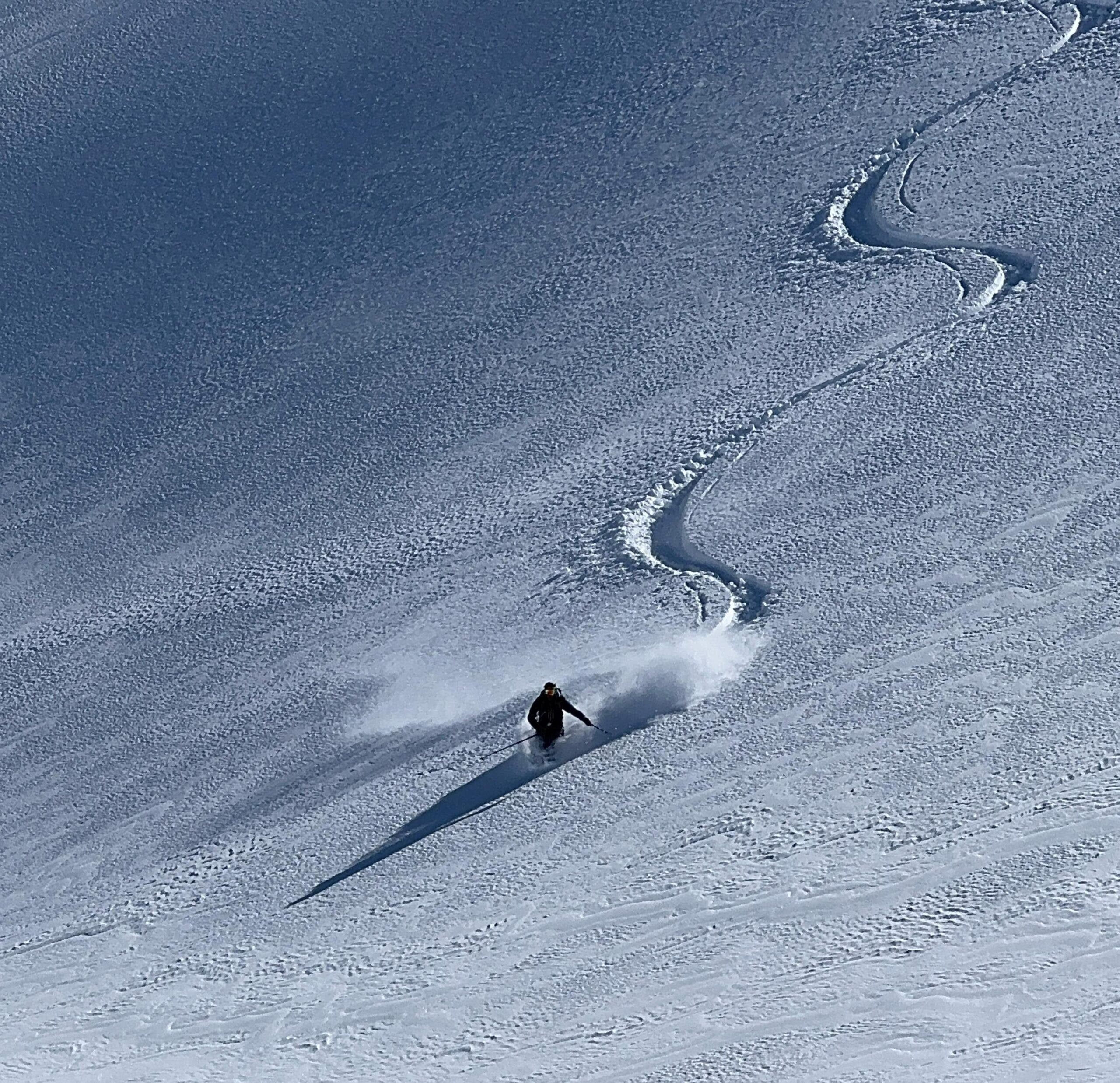 70 year old skiers ripping it