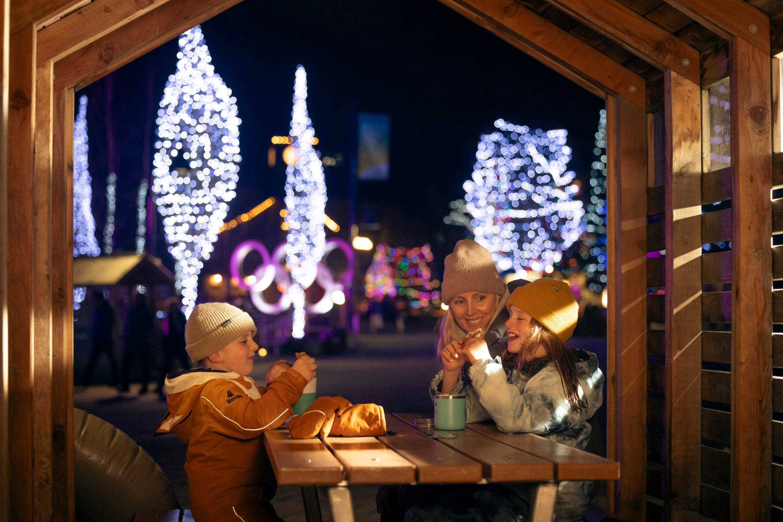 Family Olympic Plaza in Whistler Village in Winter