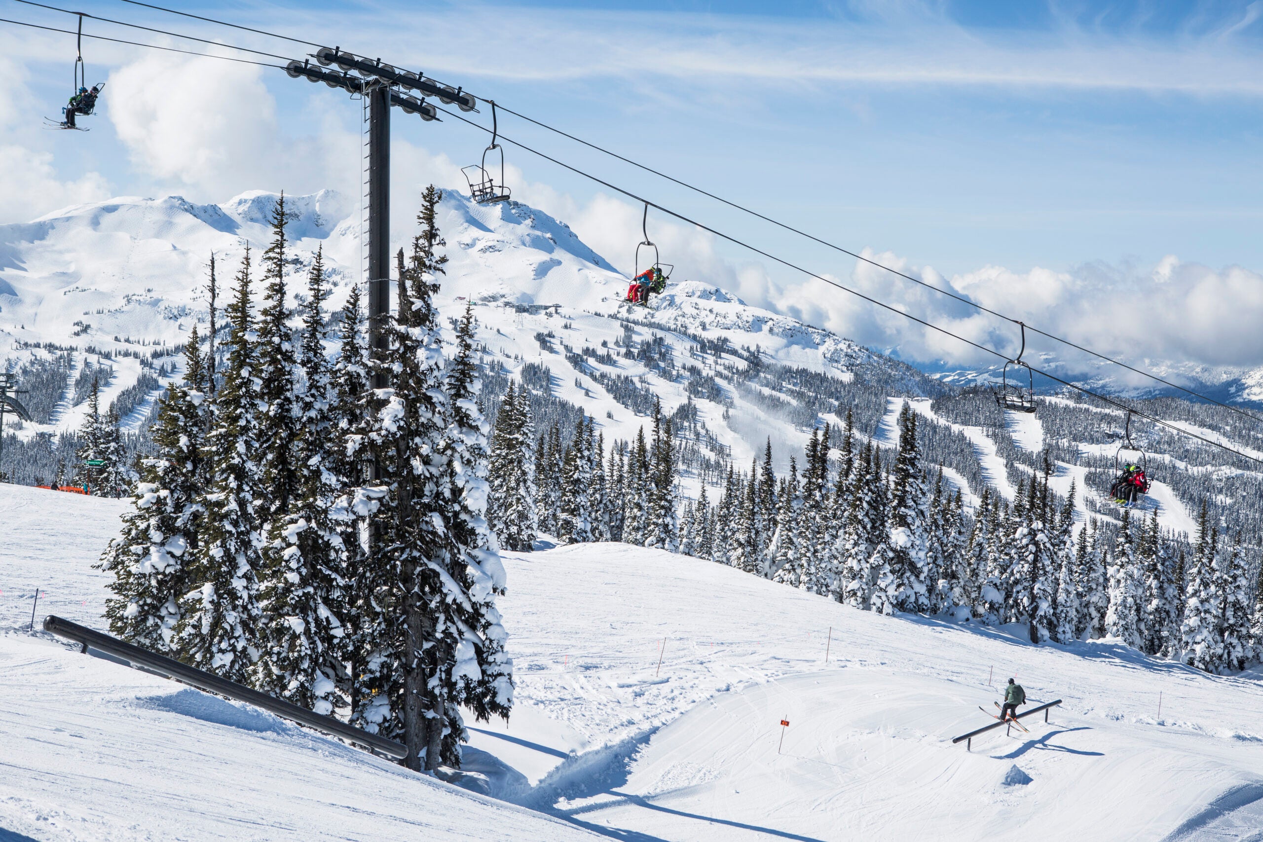 terrain park from the chairlift at Whistler