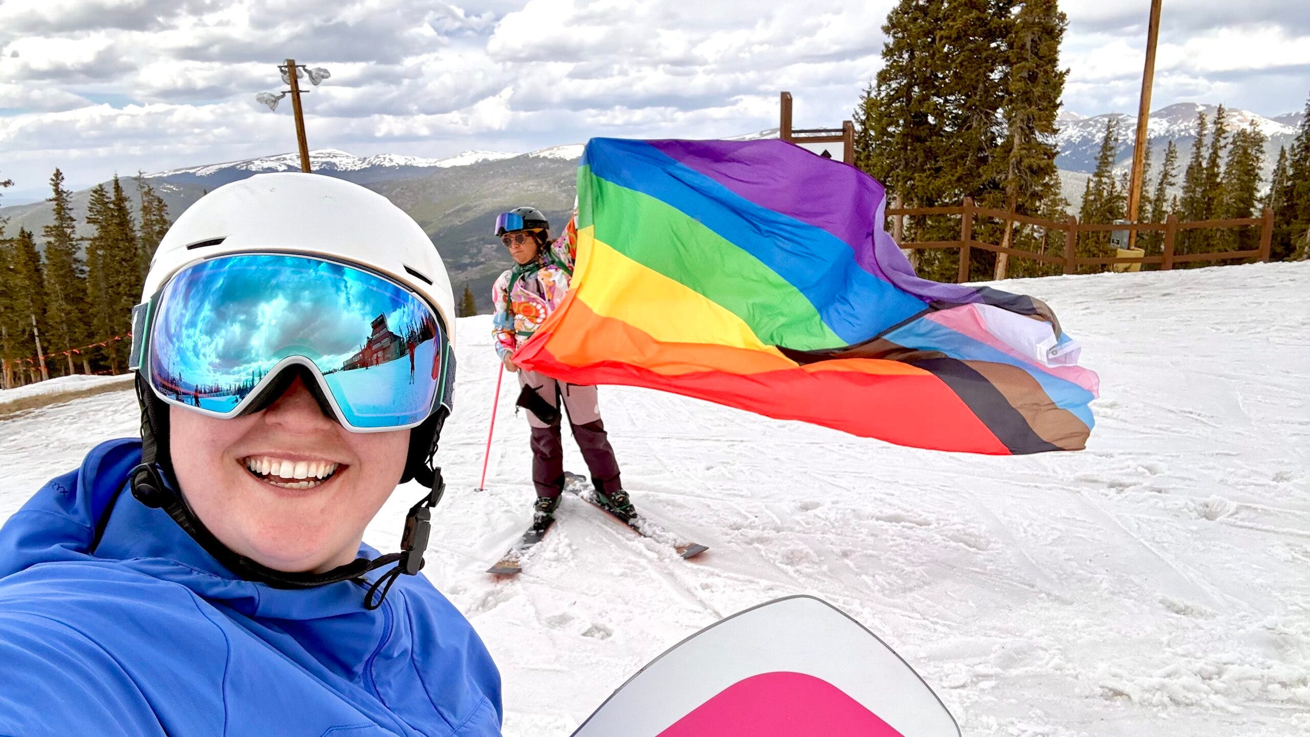 Author Erica Zazo hits the slopes during the Keystone Pride parade run