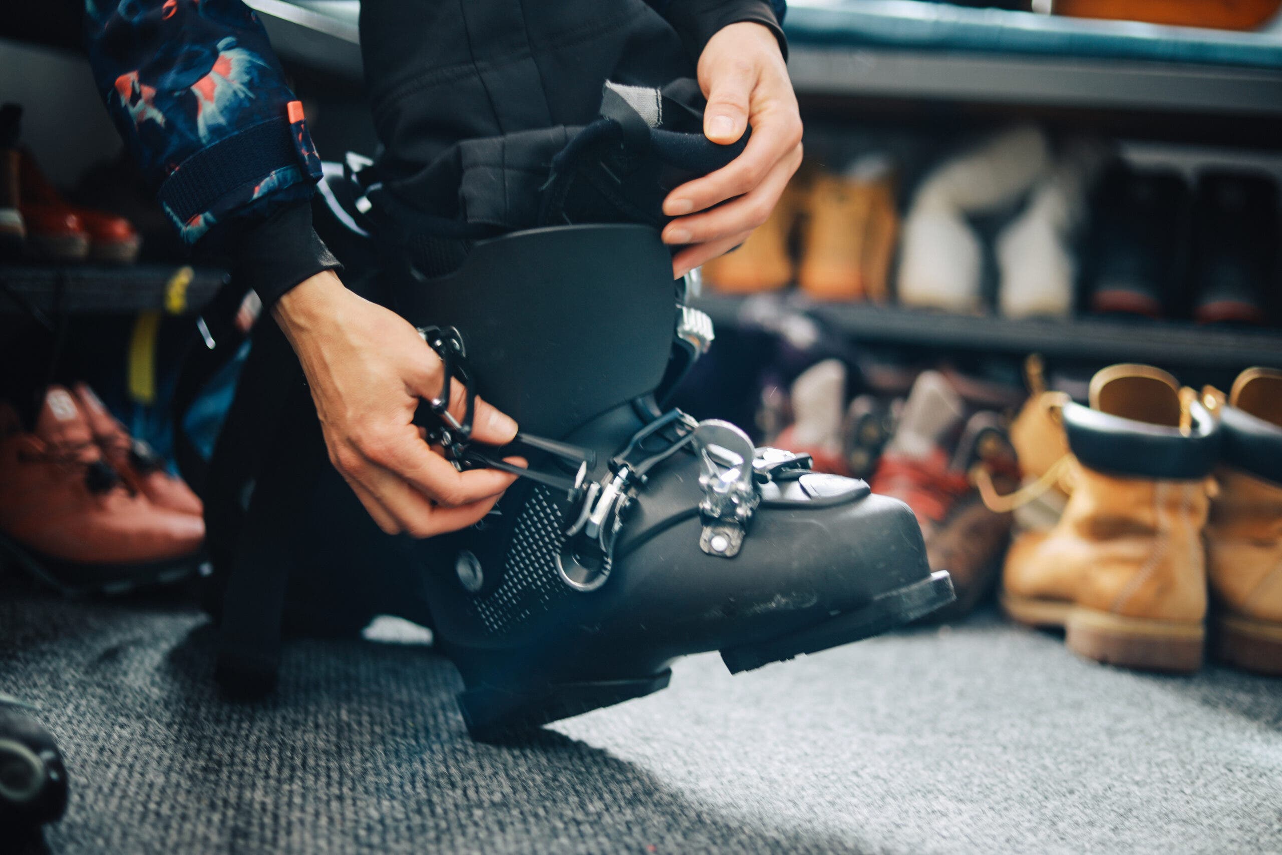 taking off ski boots