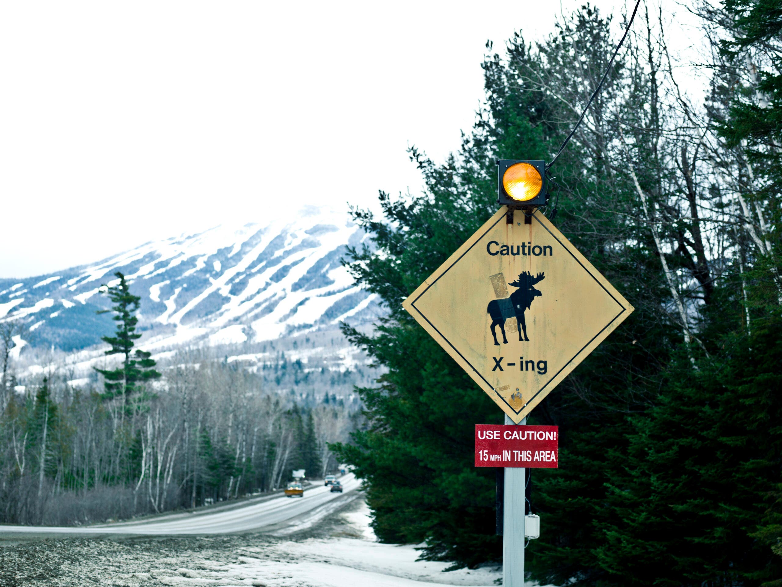 ski slopes from the car