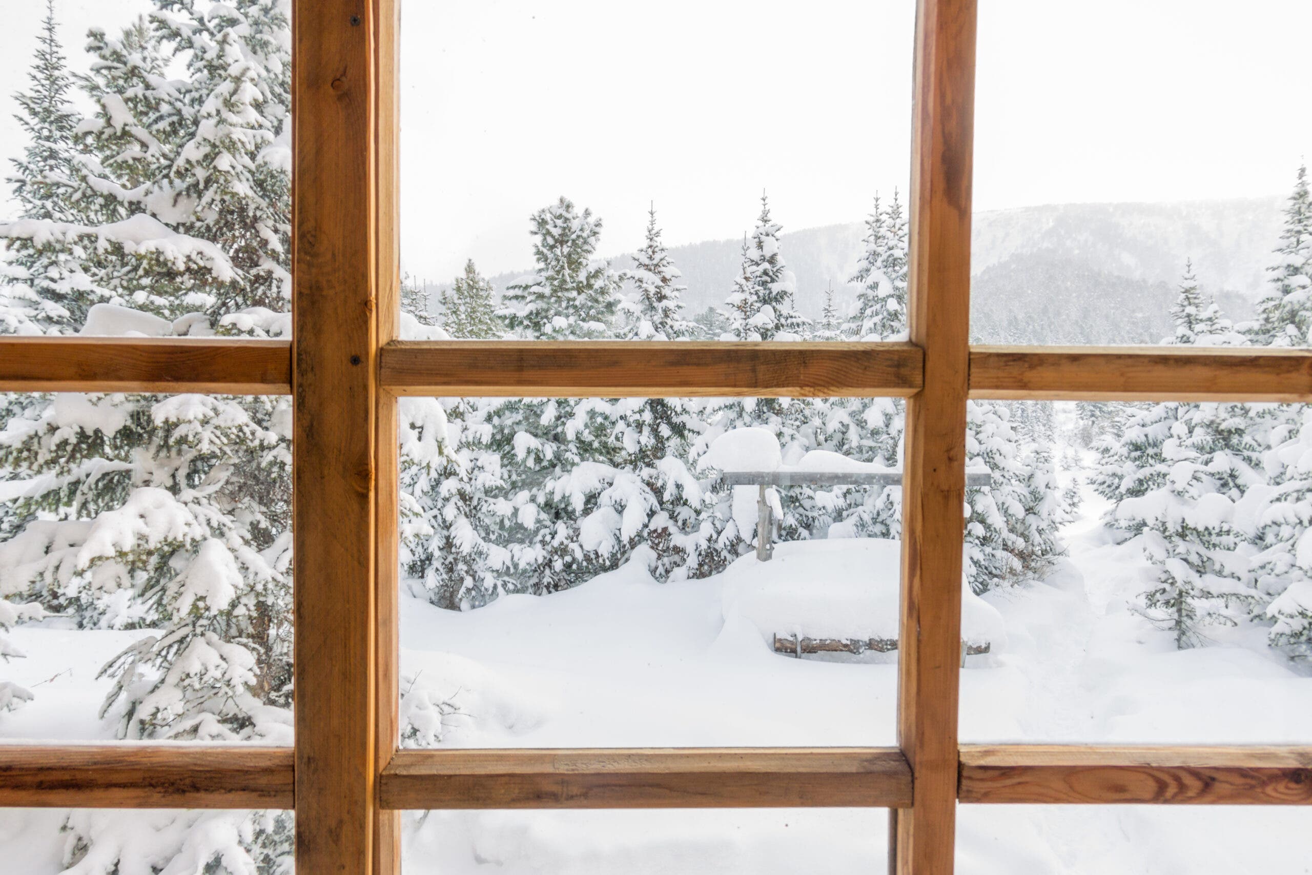 snow outside hotel room