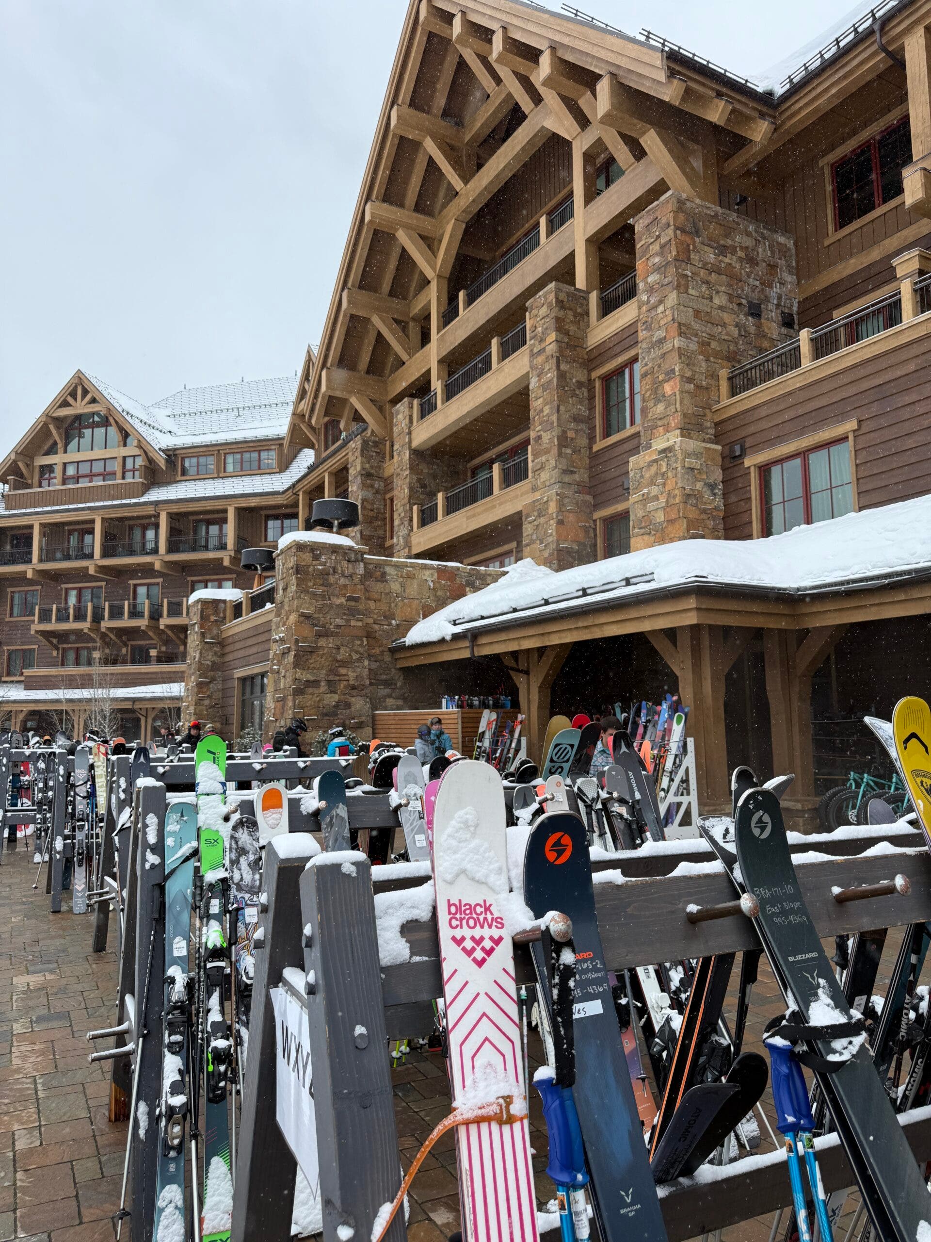Ski rack outside montage Big Sky