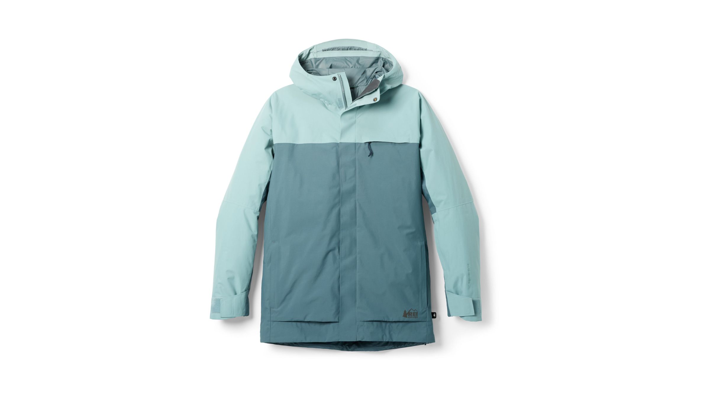 light blue and powder blue ski jacket from REI