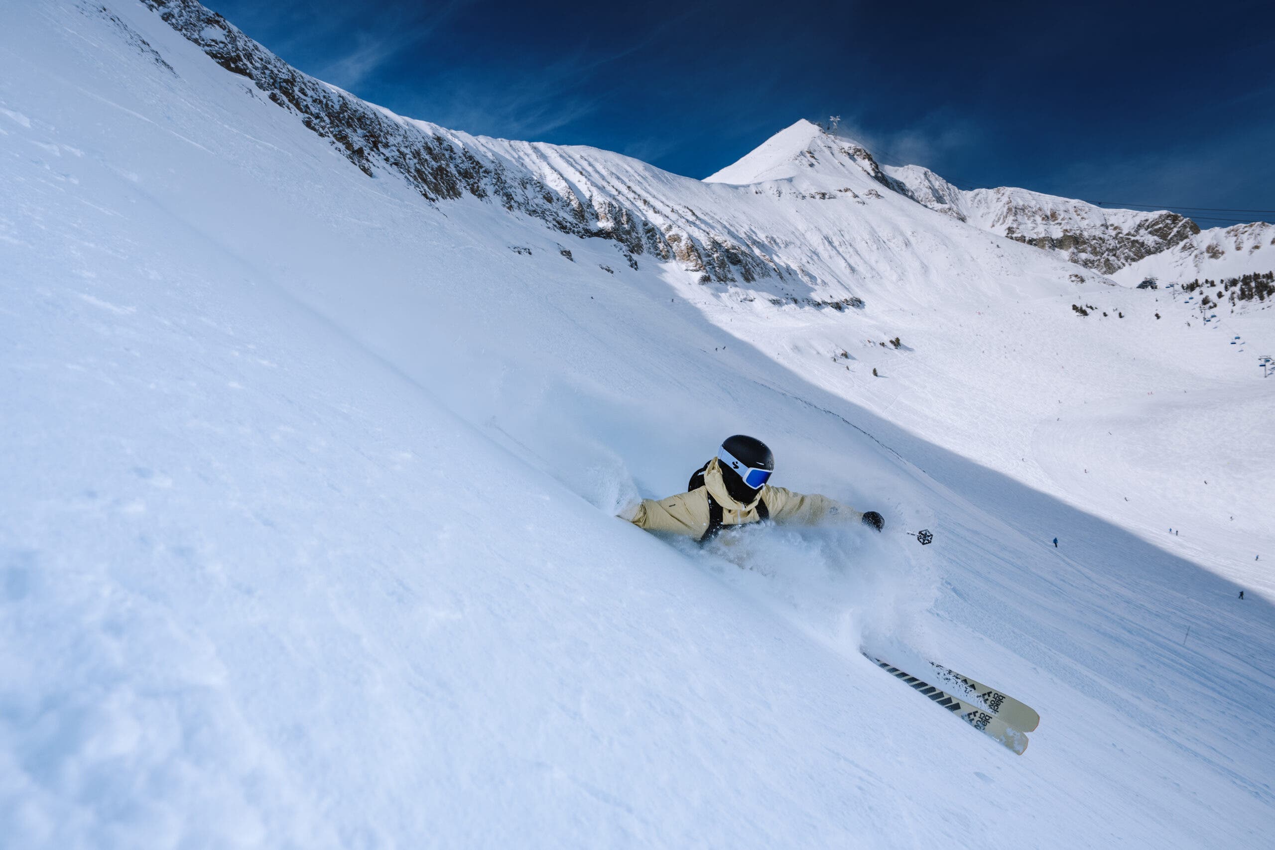 Skier on Big Sky's Long Peak Tram